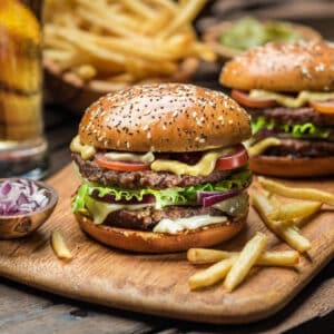 2021 Crimson Food Pairings-hamburger on plate